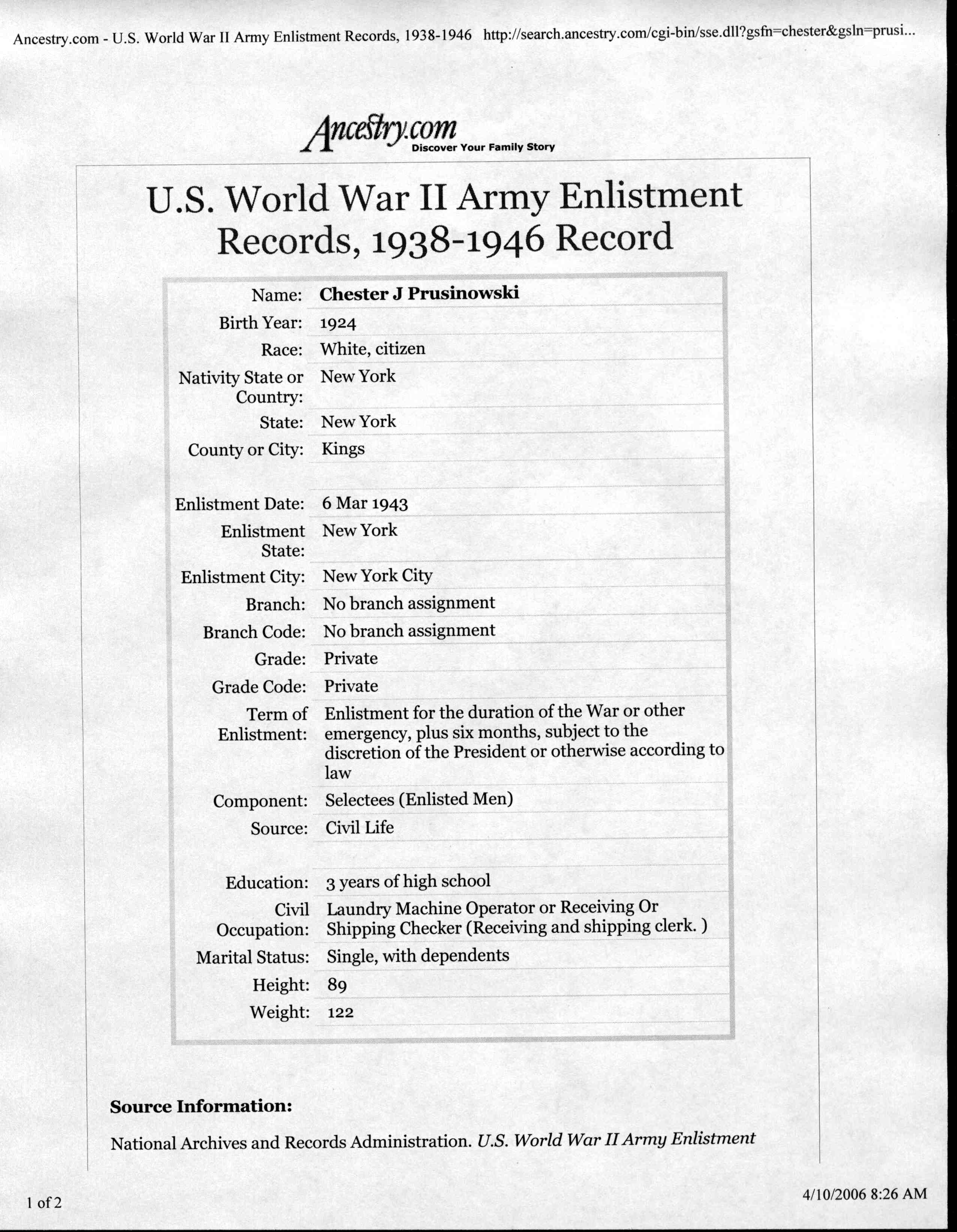 military enlistment records